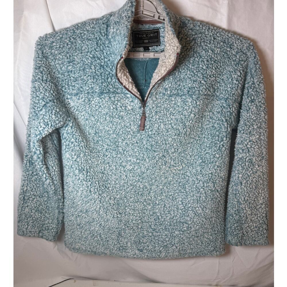 True Grit Women’s Sherpa Fleece Quarter Zip Pullover Blue Size M Cozy